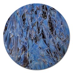 Blue Abstract Texture Print Magnet 5  (round) by dflcprintsclothing