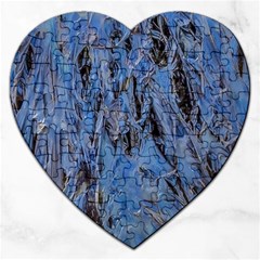 Blue Abstract Texture Print Jigsaw Puzzle (heart) by dflcprintsclothing