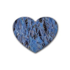 Blue Abstract Texture Print Rubber Heart Coaster (4 Pack) by dflcprintsclothing