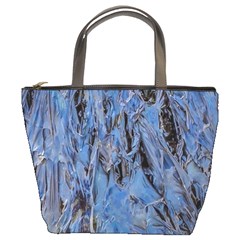 Blue Abstract Texture Print Bucket Bag by dflcprintsclothing