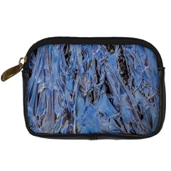 Blue Abstract Texture Print Digital Camera Leather Case by dflcprintsclothing