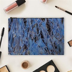 Blue Abstract Texture Print Cosmetic Bag (large)