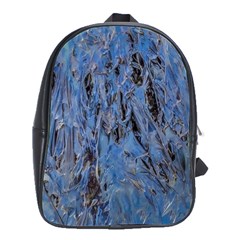 Blue Abstract Texture Print School Bag (large) by dflcprintsclothing