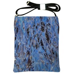 Blue Abstract Texture Print Shoulder Sling Bag by dflcprintsclothing