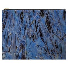 Blue Abstract Texture Print Cosmetic Bag (xxxl) by dflcprintsclothing