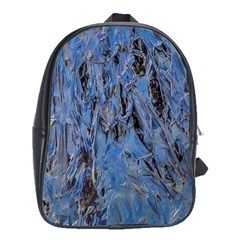 Blue Abstract Texture Print School Bag (xl) by dflcprintsclothing