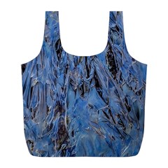 Blue Abstract Texture Print Full Print Recycle Bag (l) by dflcprintsclothing