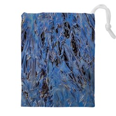 Blue Abstract Texture Print Drawstring Pouch (5xl) by dflcprintsclothing