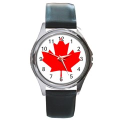 Canada Flag Canadian Flag View Round Metal Watch by Ravend