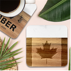 Canada Flag Canadian Flag View Marble Wood Coaster (square)