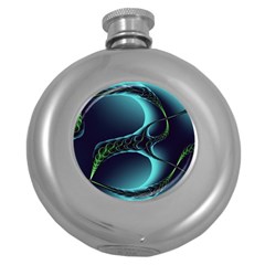 Fractal Abstract Art Artwork Design Wallpaper Round Hip Flask (5 Oz) by Ravend