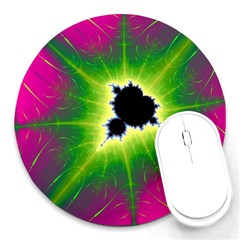 Fractal Art Math Abstract Artwork Pink Magenta Round Mousepad by Ravend