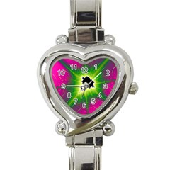 Fractal Art Math Abstract Artwork Pink Magenta Heart Italian Charm Watch by Ravend