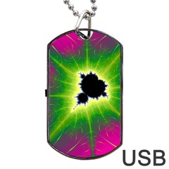 Fractal Art Math Abstract Artwork Pink Magenta Dog Tag Usb Flash (one Side) by Ravend