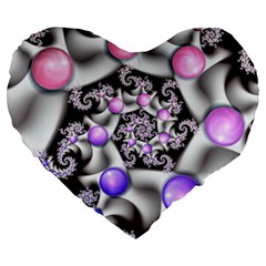 Background Fractal Annotation Sample Fantasy Large 19  Premium Flano Heart Shape Cushions by Ravend