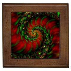 Fractal Green Red Spiral Happiness Vortex Spin Framed Tile by Ravend