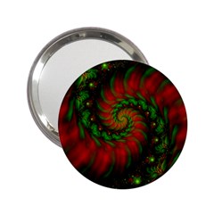 Fractal Green Red Spiral Happiness Vortex Spin 2 25  Handbag Mirrors by Ravend