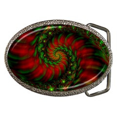 Fractal Green Red Spiral Happiness Vortex Spin Belt Buckles