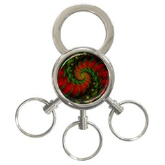 Fractal Green Red Spiral Happiness Vortex Spin 3-ring Key Chain by Ravend