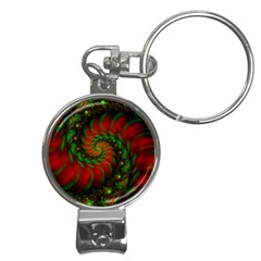 Fractal Green Red Spiral Happiness Vortex Spin Nail Clippers Key Chain by Ravend