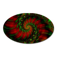 Fractal Green Red Spiral Happiness Vortex Spin Oval Magnet by Ravend