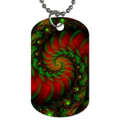 Fractal Green Red Spiral Happiness Vortex Spin Dog Tag (two Sides) by Ravend