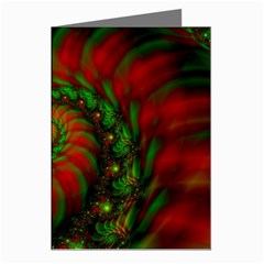 Fractal Green Red Spiral Happiness Vortex Spin Greeting Cards (pkg Of 8) by Ravend