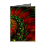 Fractal Green Red Spiral Happiness Vortex Spin Mini Greeting Card Left