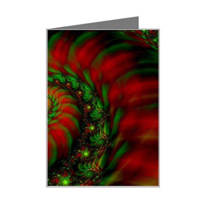 Fractal Green Red Spiral Happiness Vortex Spin Mini Greeting Card