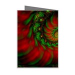 Fractal Green Red Spiral Happiness Vortex Spin Mini Greeting Card Right