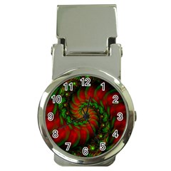 Fractal Green Red Spiral Happiness Vortex Spin Money Clip Watches by Ravend