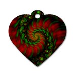 Fractal Green Red Spiral Happiness Vortex Spin Dog Tag Heart (One Side) Front