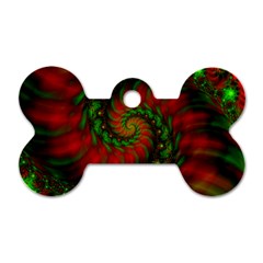 Fractal Green Red Spiral Happiness Vortex Spin Dog Tag Bone (two Sides) by Ravend