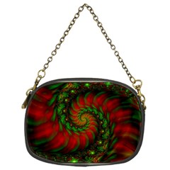 Fractal Green Red Spiral Happiness Vortex Spin Chain Purse (two Sides) by Ravend