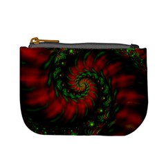 Fractal Green Red Spiral Happiness Vortex Spin Mini Coin Purse by Ravend