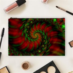 Fractal Green Red Spiral Happiness Vortex Spin Cosmetic Bag (large) by Ravend