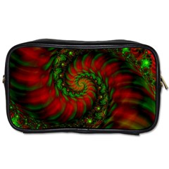 Fractal Green Red Spiral Happiness Vortex Spin Toiletries Bag (two Sides) by Ravend