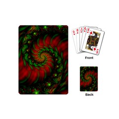 Fractal Green Red Spiral Happiness Vortex Spin Playing Cards Single Design (mini) by Ravend