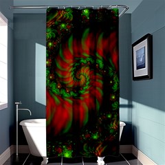 Fractal Green Red Spiral Happiness Vortex Spin Shower Curtain 36  X 72  (stall)  by Ravend