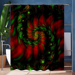 Fractal Green Red Spiral Happiness Vortex Spin Shower Curtain 60  X 72  (medium)  by Ravend