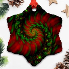 Fractal Green Red Spiral Happiness Vortex Spin Ornament (snowflake) by Ravend