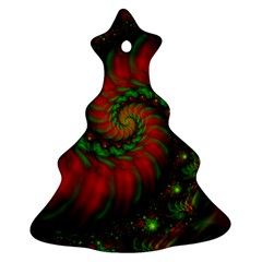 Fractal Green Red Spiral Happiness Vortex Spin Ornament (christmas Tree)  by Ravend