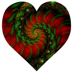 Fractal Green Red Spiral Happiness Vortex Spin Wooden Puzzle Heart by Ravend