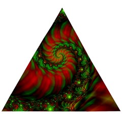 Fractal Green Red Spiral Happiness Vortex Spin Wooden Puzzle Triangle by Ravend