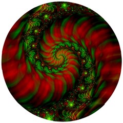 Fractal Green Red Spiral Happiness Vortex Spin Wooden Puzzle Round by Ravend