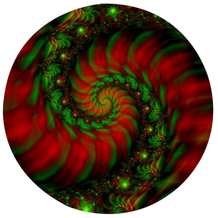 Fractal Green Red Spiral Happiness Vortex Spin Wooden Bottle Opener (Round)