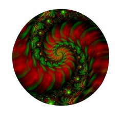 Fractal Green Red Spiral Happiness Vortex Spin Mini Round Pill Box (pack Of 3) by Ravend