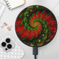 Fractal Green Red Spiral Happiness Vortex Spin Wireless Fast Charger(black)