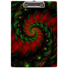 Fractal Green Red Spiral Happiness Vortex Spin A4 Acrylic Clipboard by Ravend