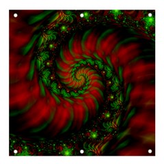 Fractal Green Red Spiral Happiness Vortex Spin Banner And Sign 4  X 4  by Ravend